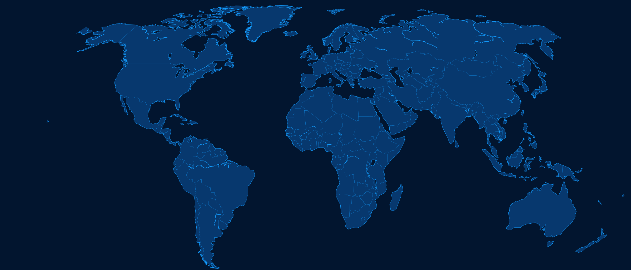World map showing Brazil and seven international countries